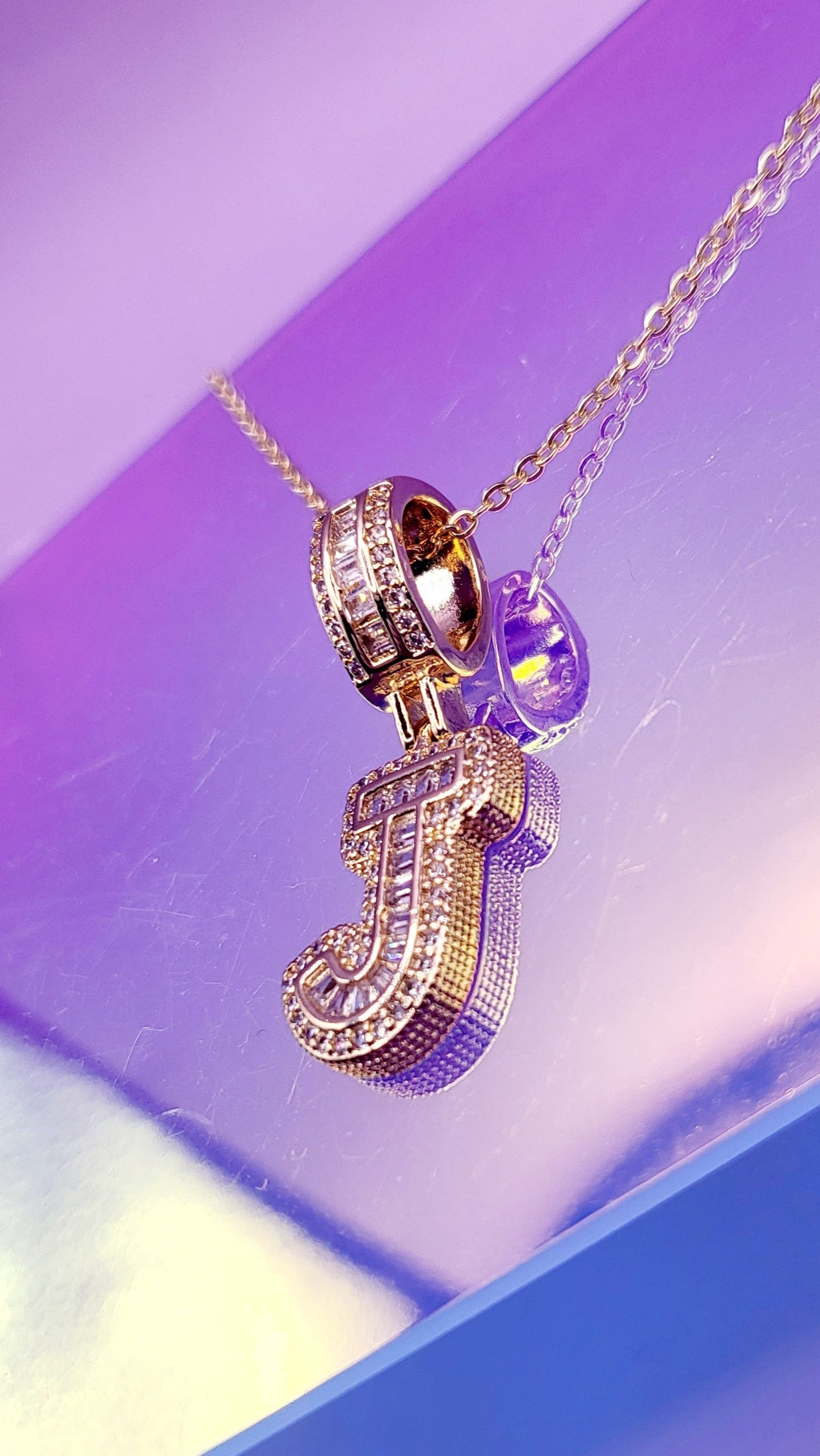 Crystal Initial Necklace Letter J