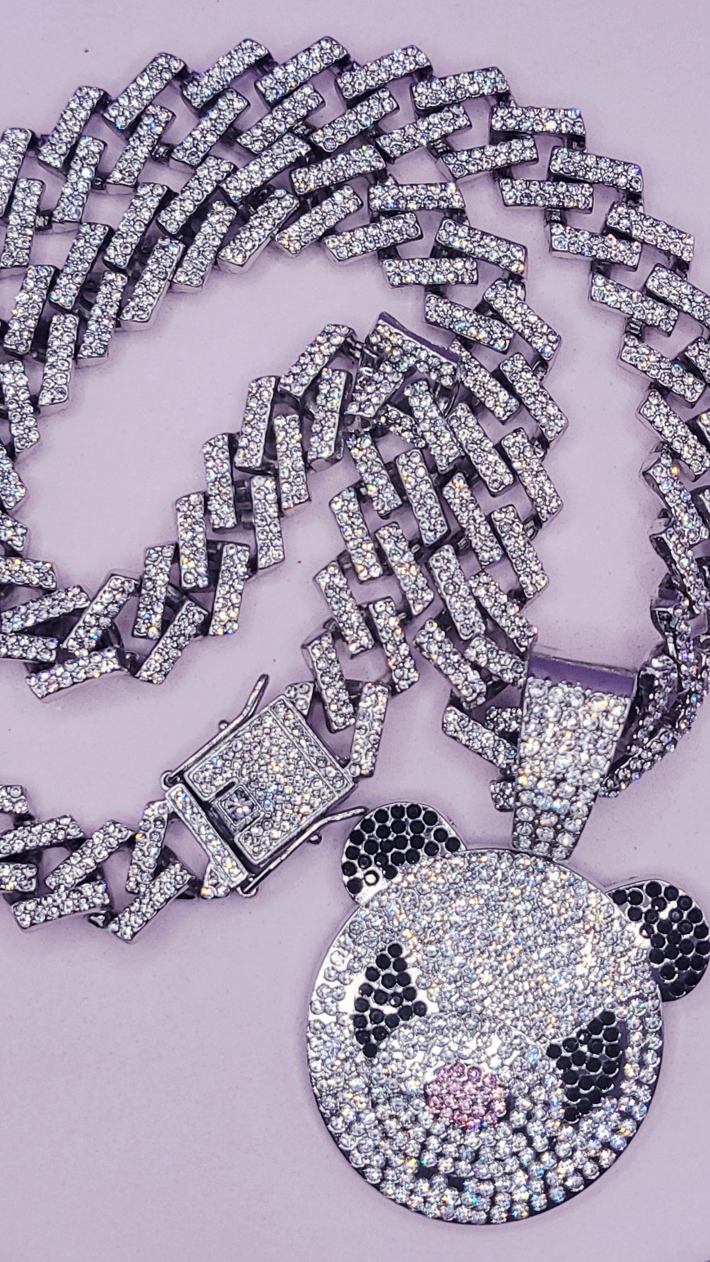 Iced Out Crystal Bling Panda Pendant Chain