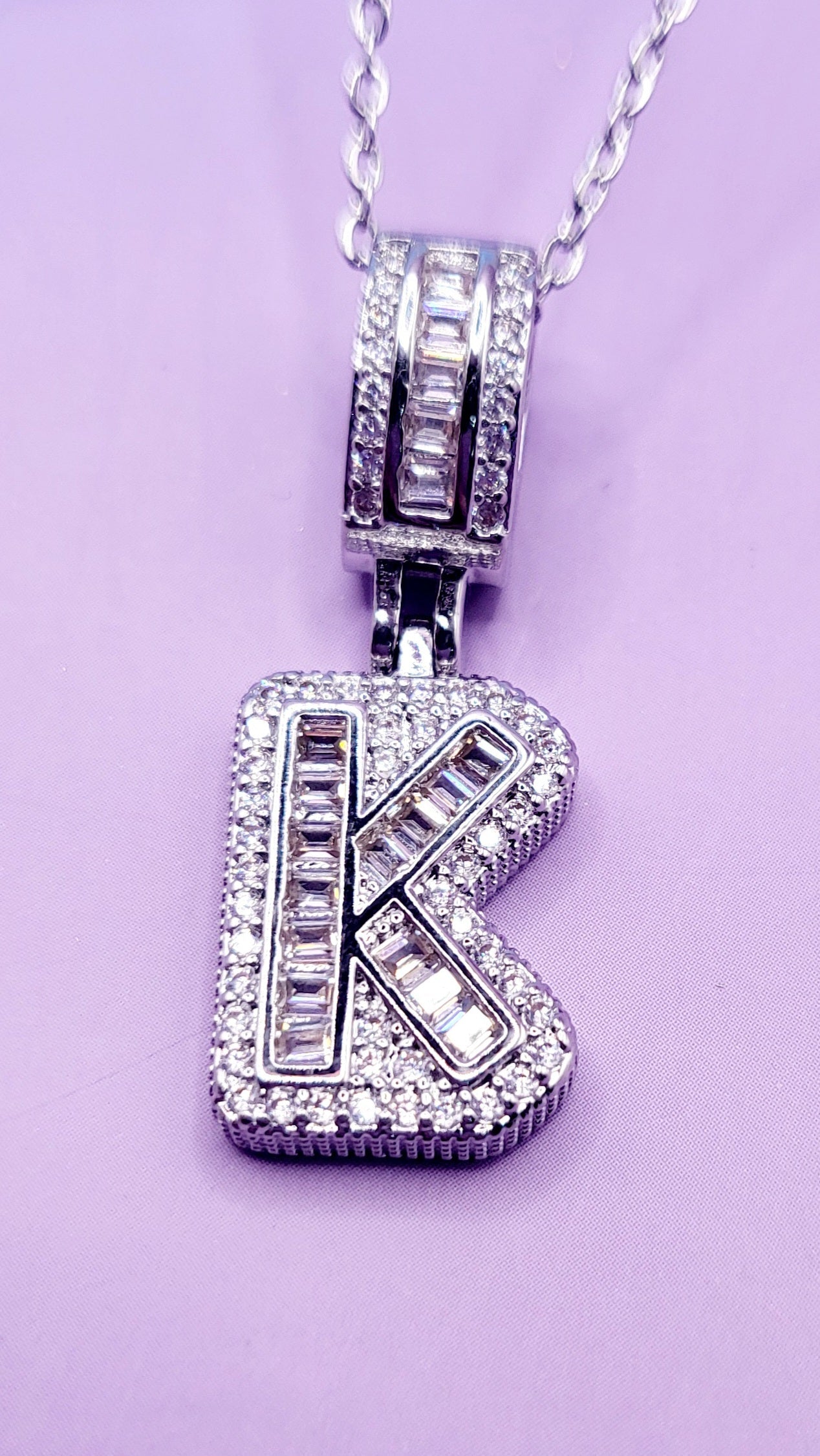 Crystal Initial Necklace Letter K