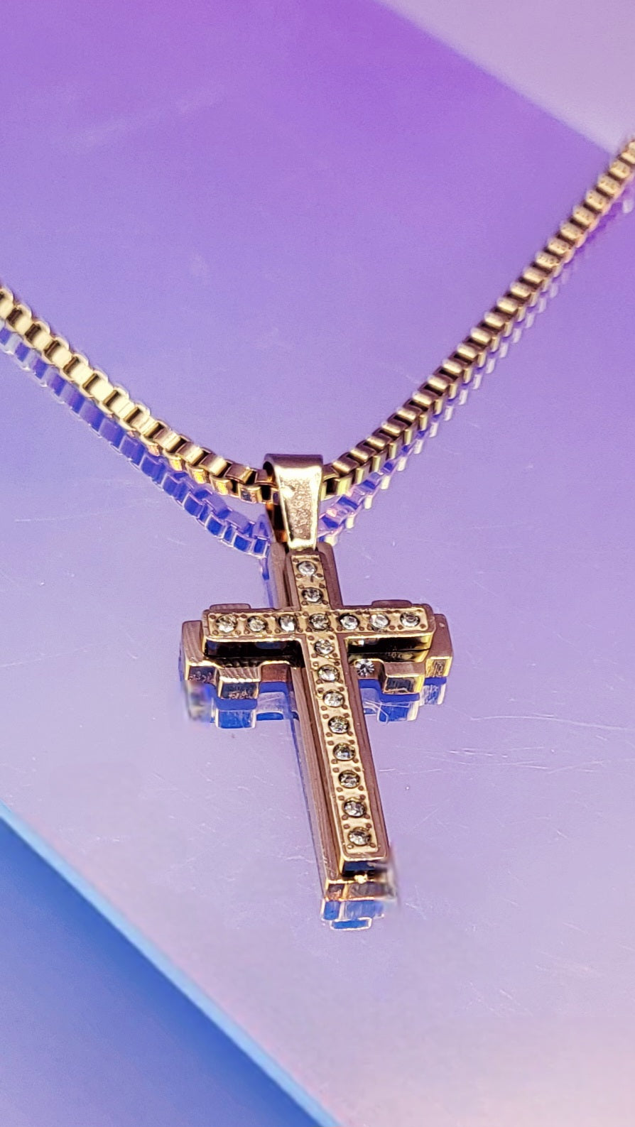 Gold Jewelled Cross Necklace