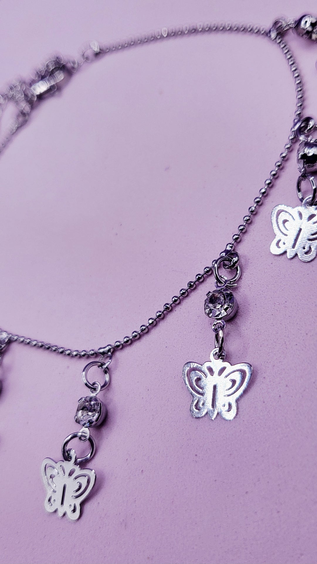 Crystal Butterfly Charm Anklet