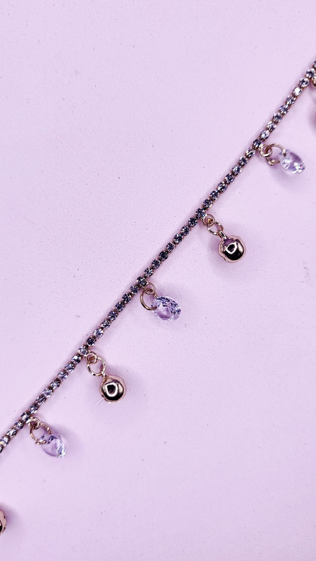 Crystal Bell Charm Tennis Anklet