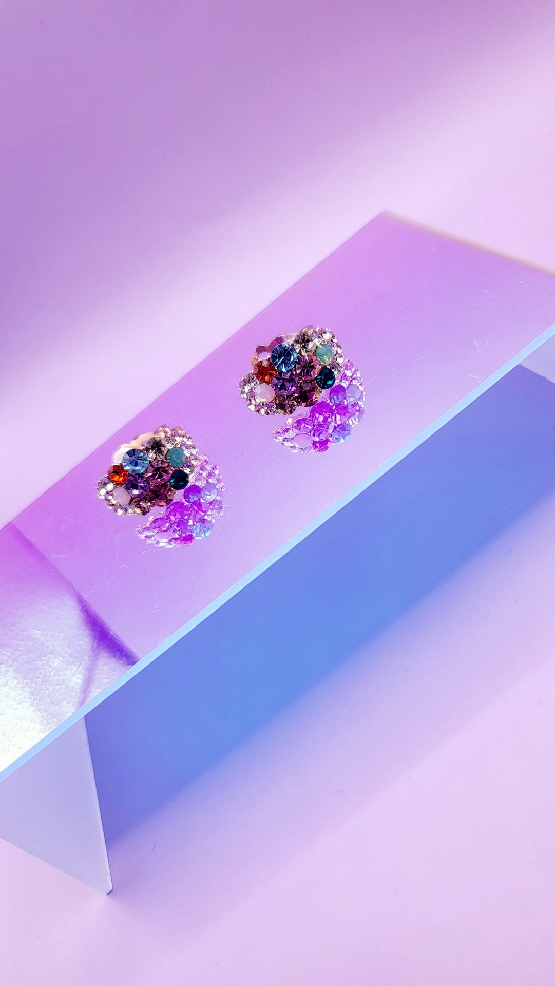 Rainbow Crystal Non Pierced Clip On Earrings