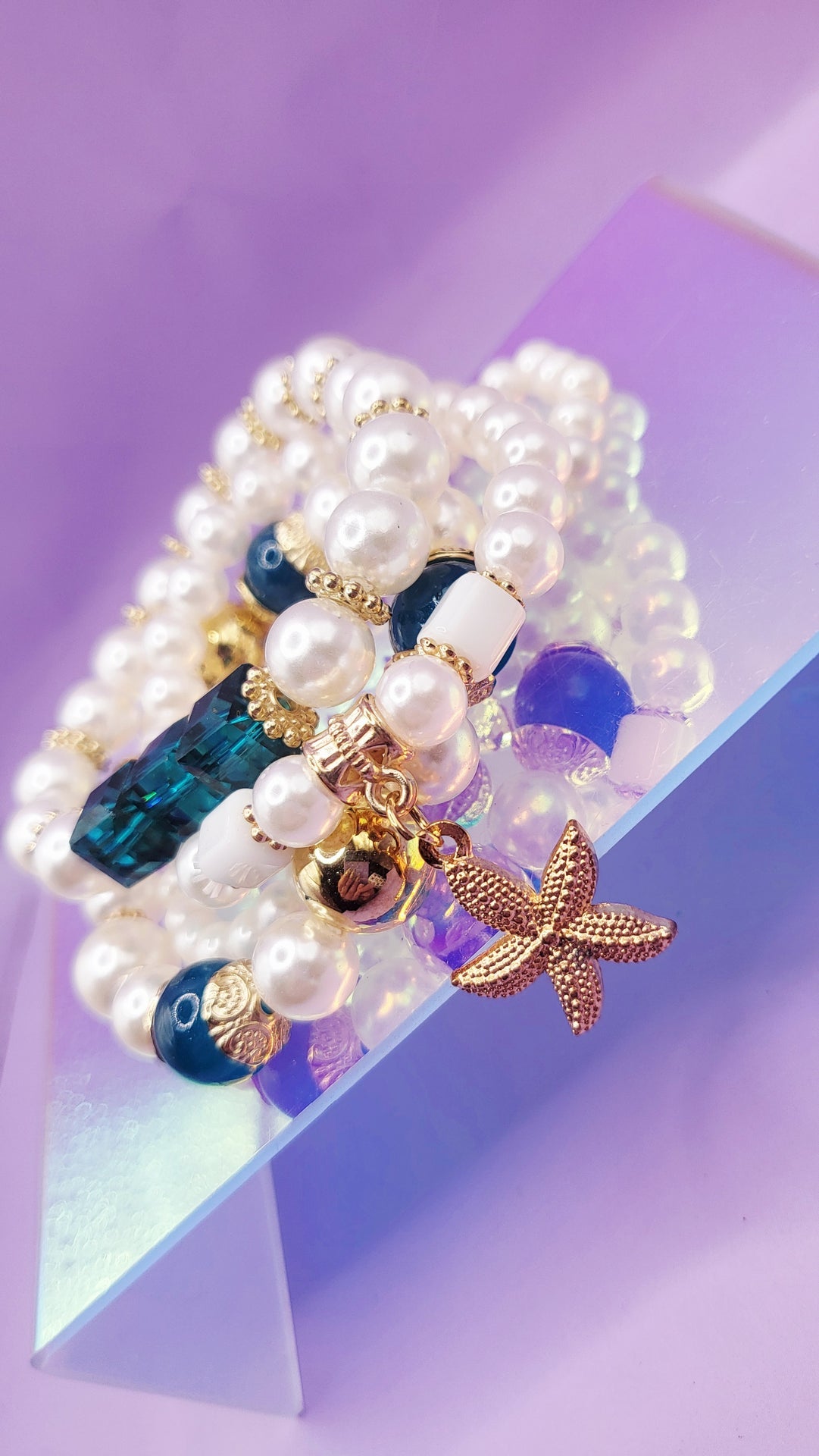 Bliss Seashell Charm Ceramic Beaded Bracelet Set