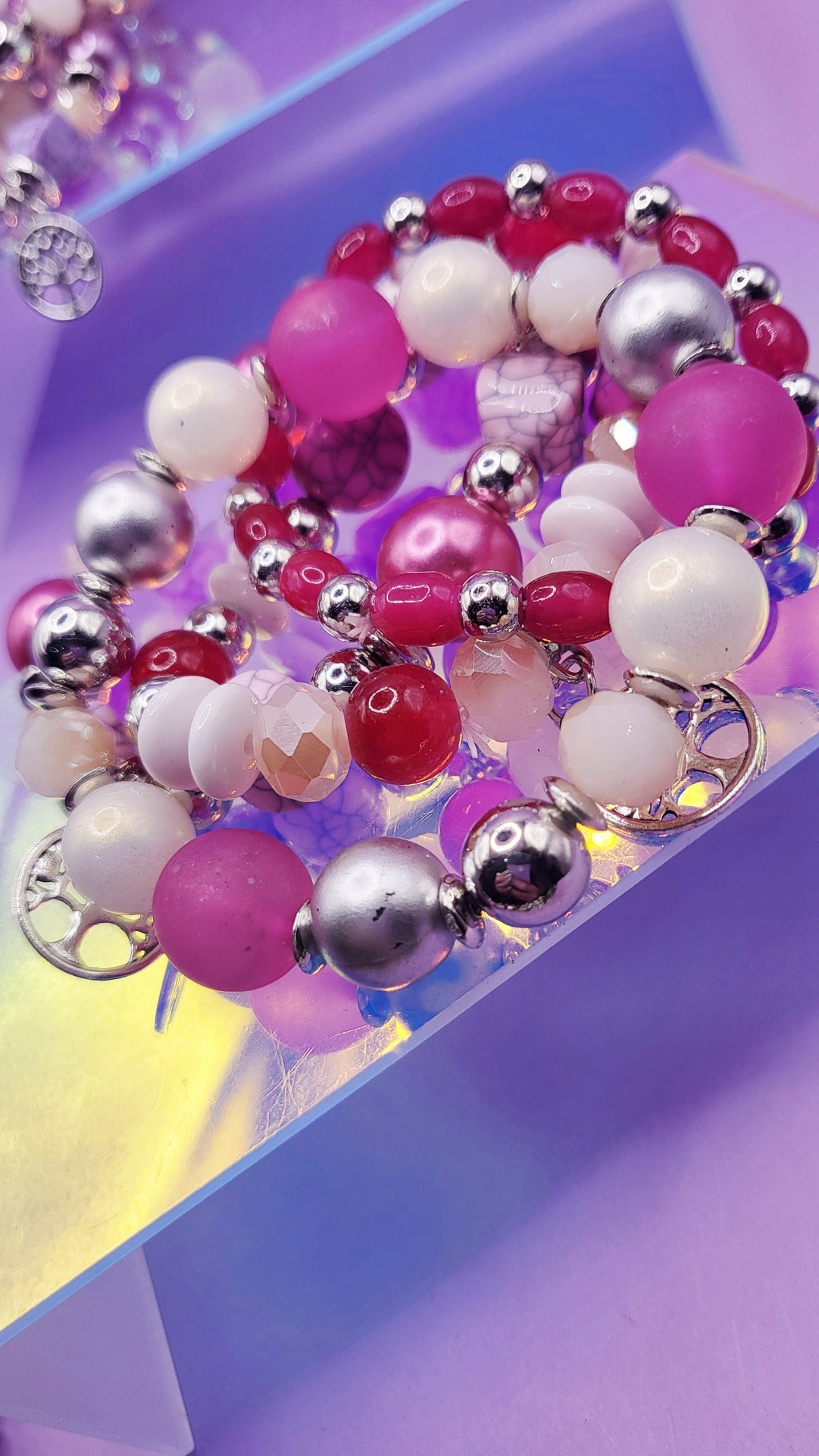 Mini Tree Charm Ceramic Beaded Bracelet Set