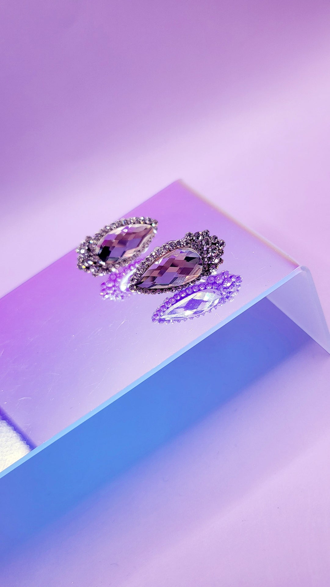 Mirrored Crystal Non Pierced Clip On Earrings