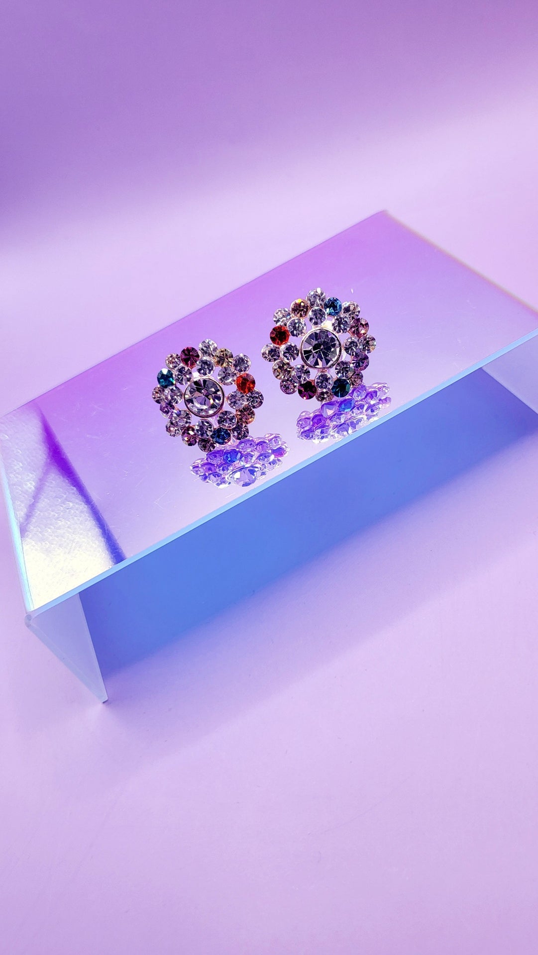 Round Cluster Crystal Non Pierced Clip On Earrings