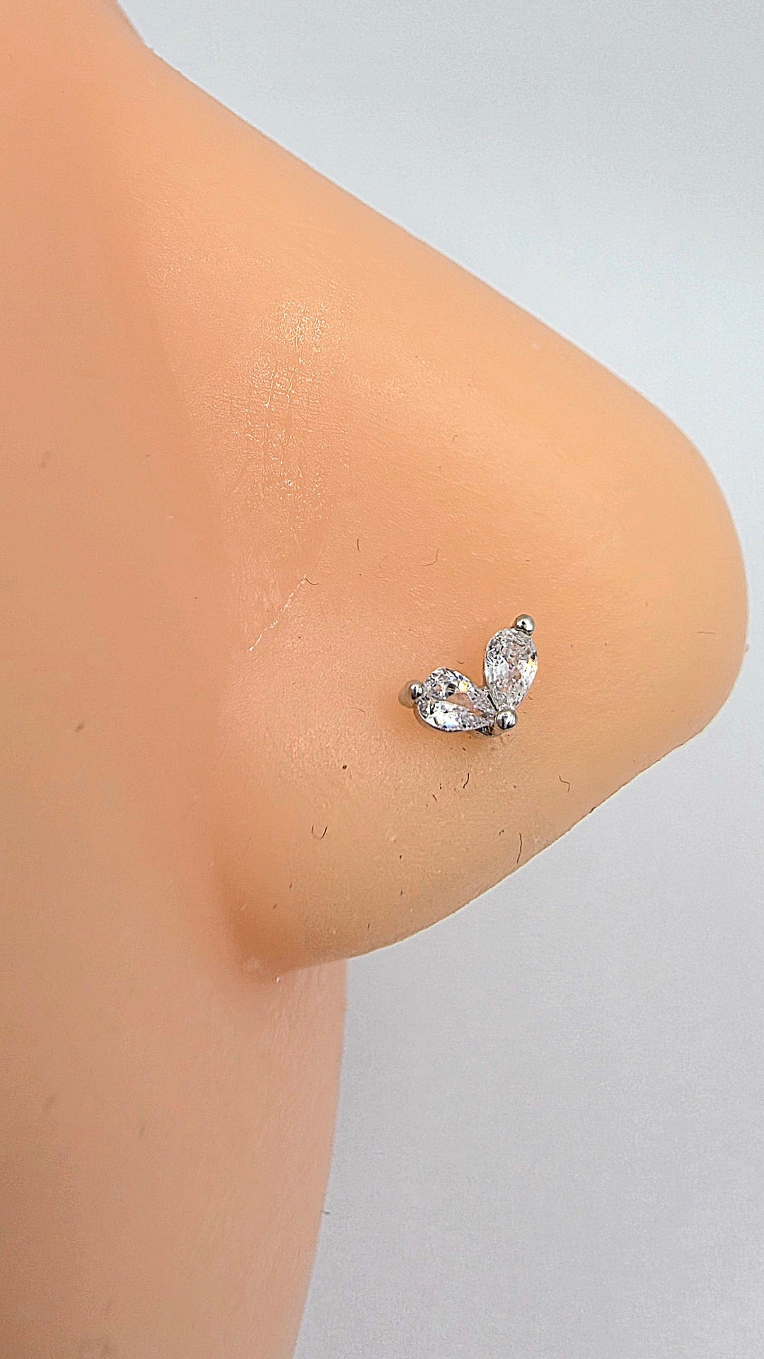 Teardrop Nose Ring Surgical Steel Pierced