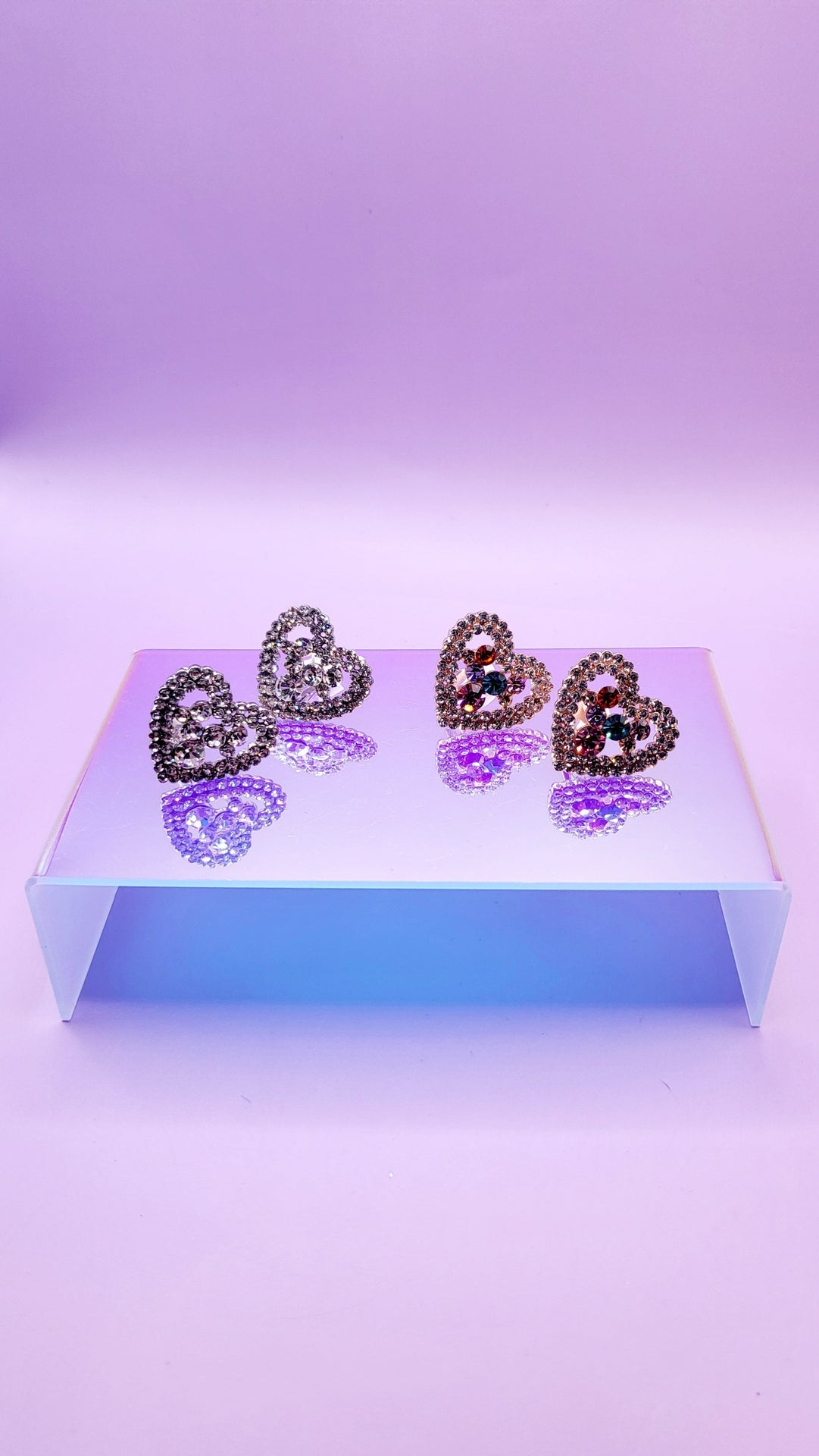 Heart Crystal Non Pierced Clip On Earrings