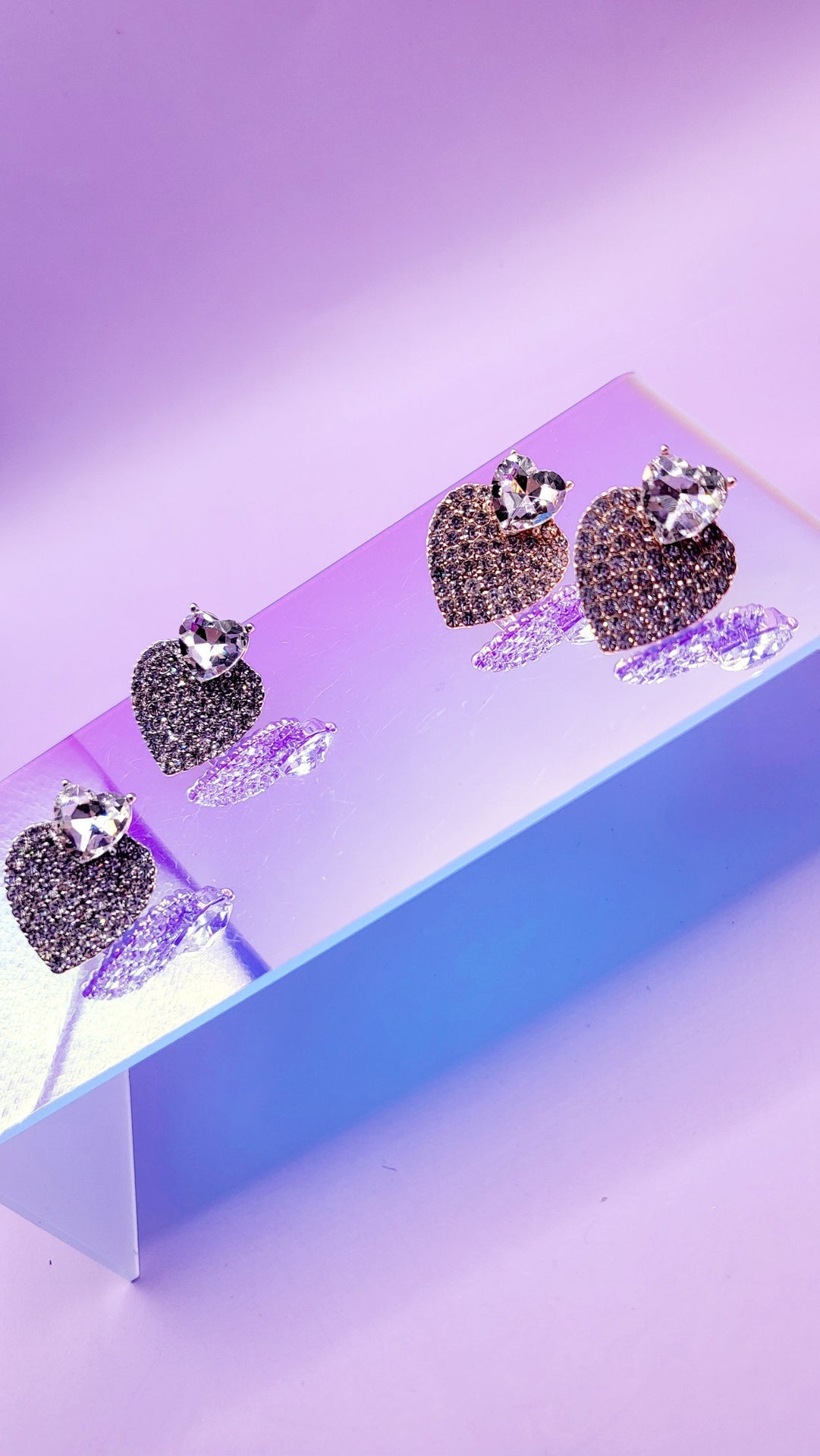 Heart Cluster Crystal Non Pierced Clip On Earrings