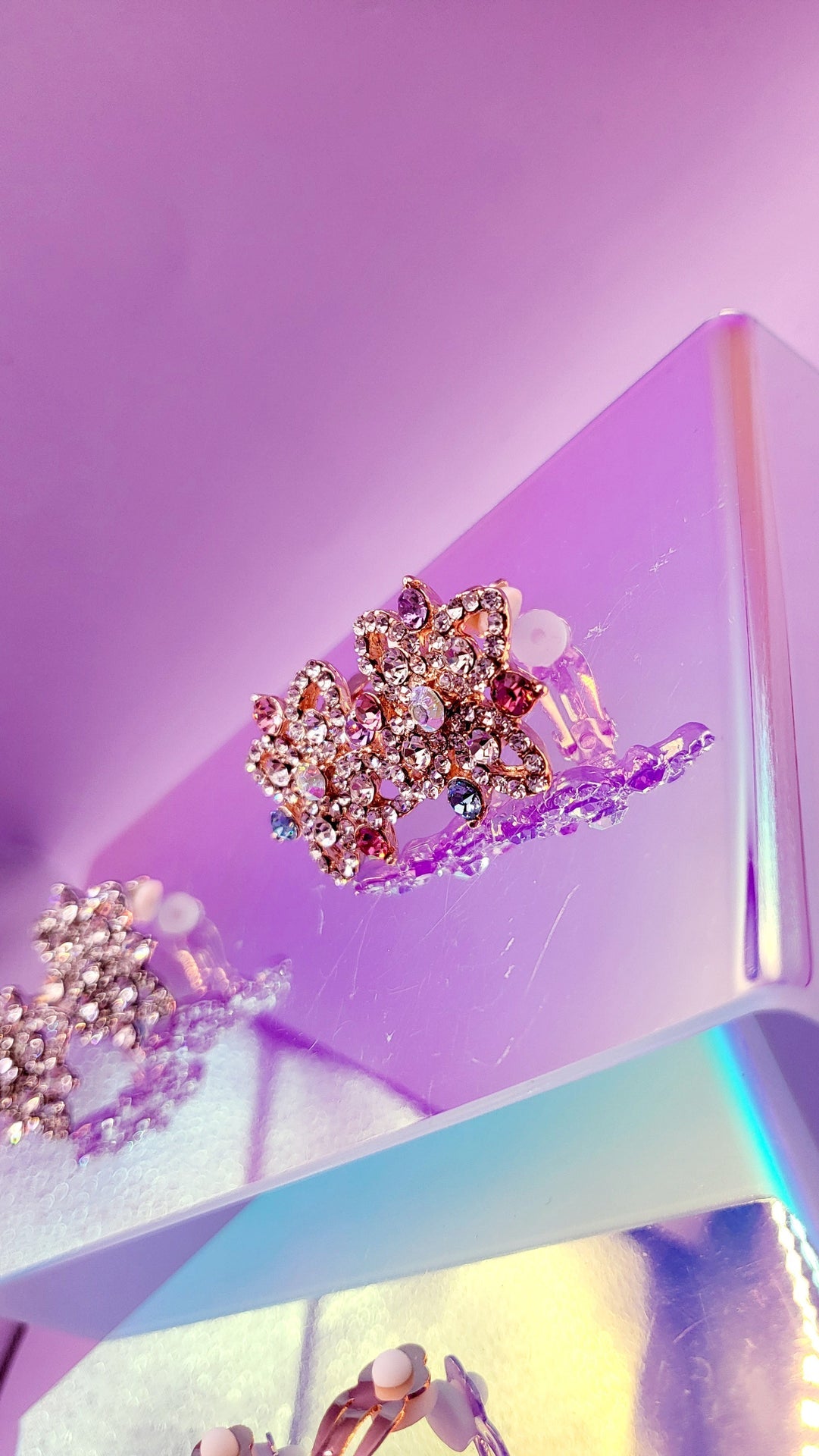 Star Burst Crystal Non Pierced Clip On Earrings