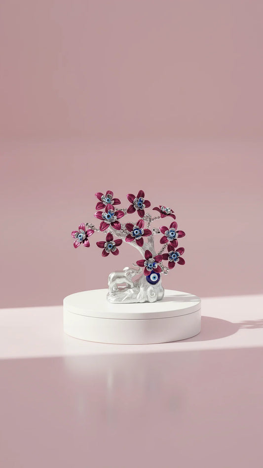 Silver Elephant Evil Eye Tree Gift Boxed