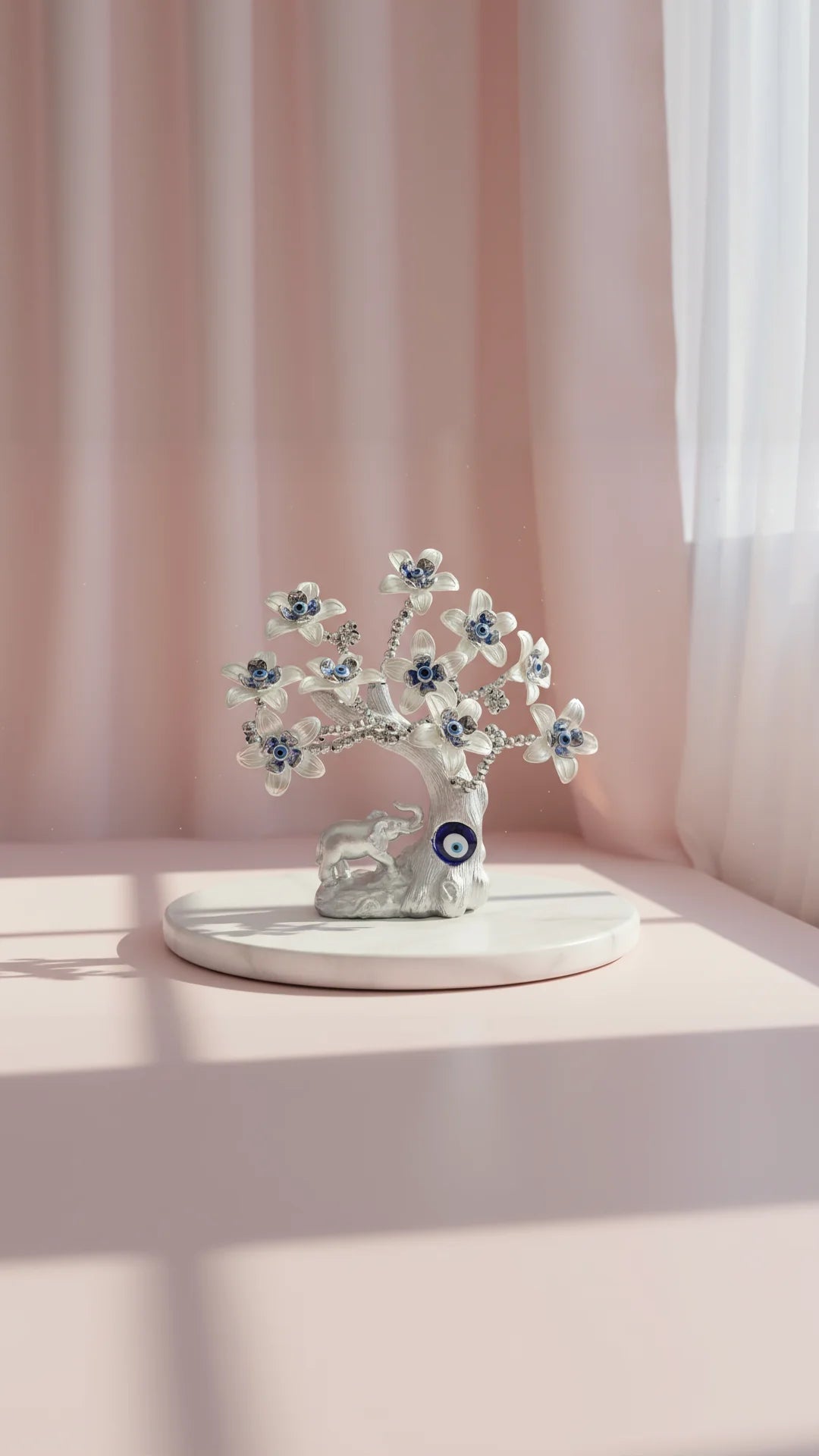 Silver Elephant Evil Eye Tree Gift Boxed