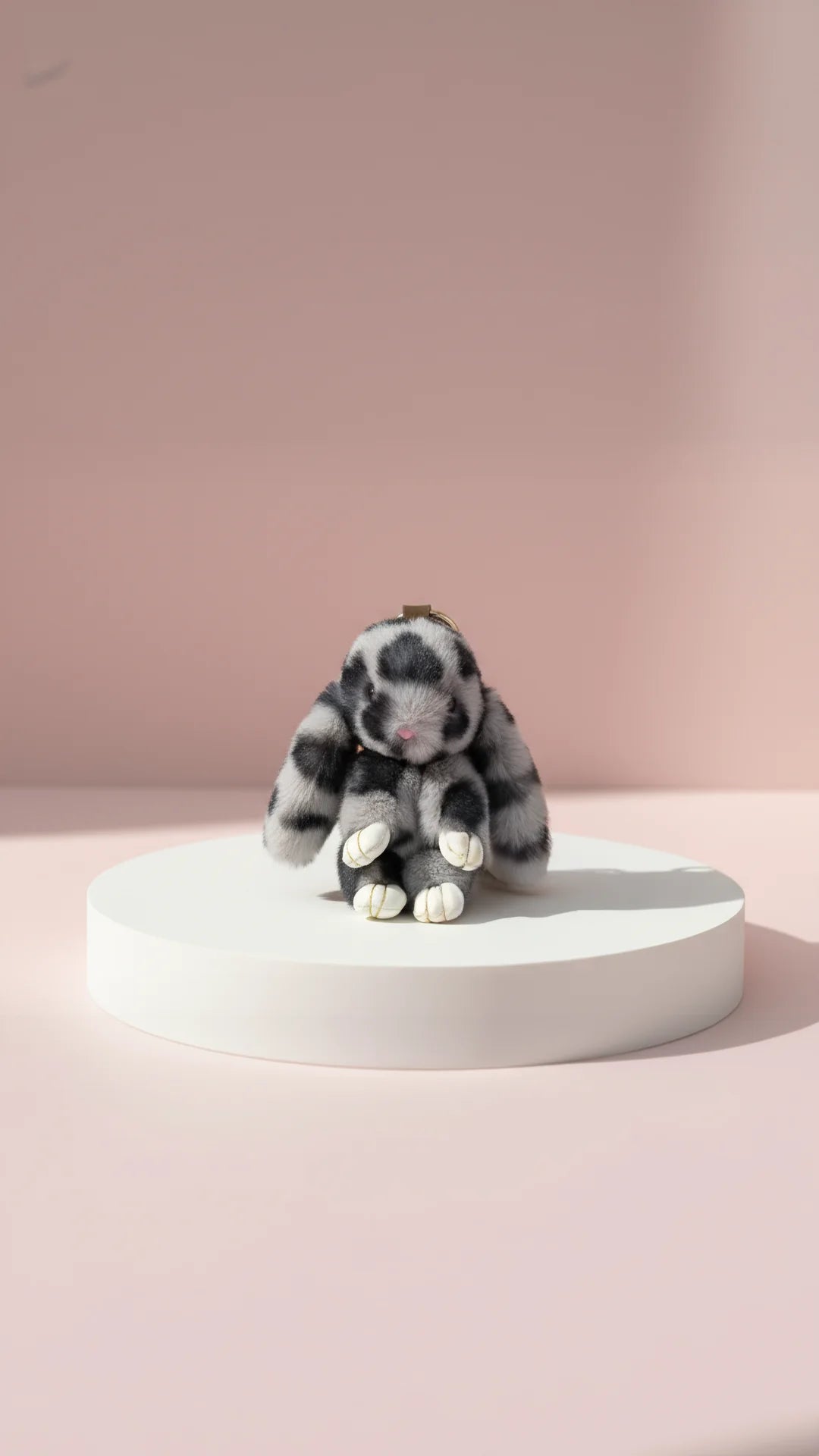 Fluffy Leopard Print Bunny Rabbit Key Ring & Bag Charm