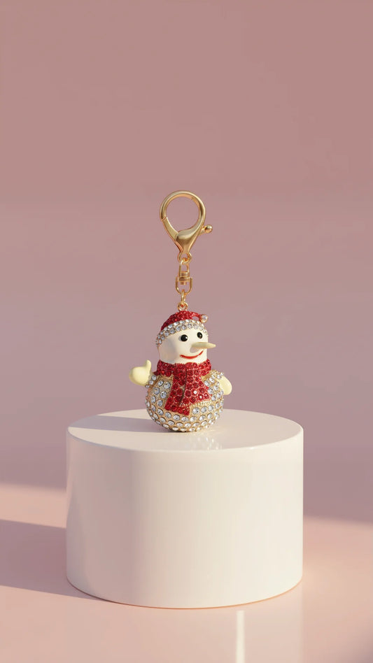 Waving Snowman Crystal Key Ring & Bag Charm