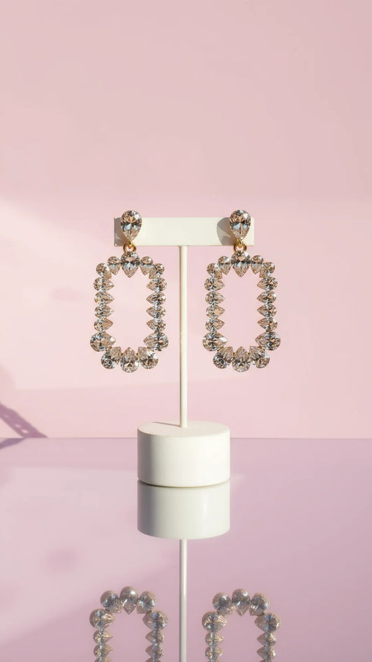 Oblong Statement Crystal Drop & Dangle Earrings