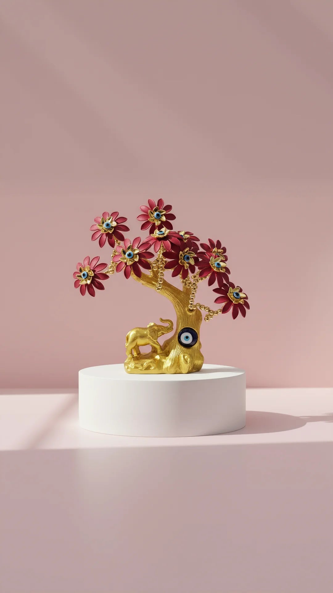 Gold Elephant Evil Eye Tree With Gift Box