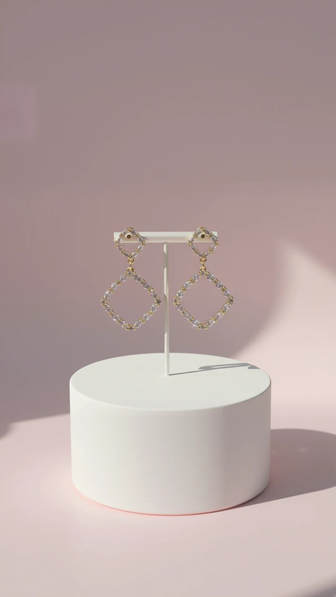 Square Layered Crystal Drop & Dangle Earrings