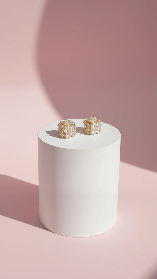 Cube Crystal Stud Earrings