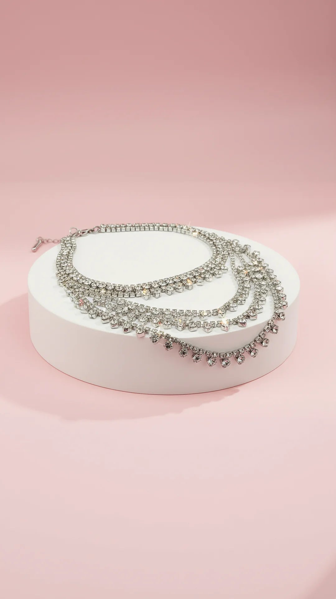 Luxe Layered Curved Crystal Necklace