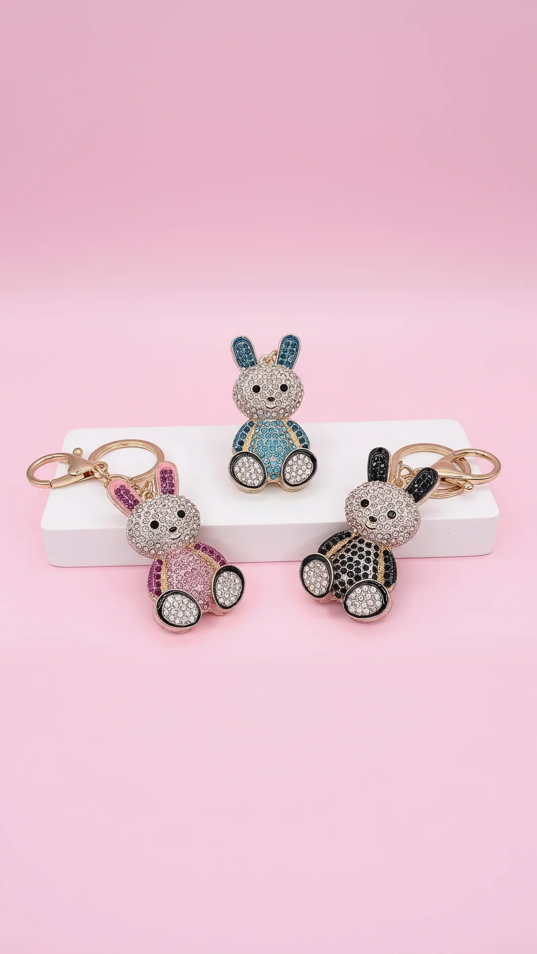 Bunny Rabbit Crystal Key Ring & Bag Charm
