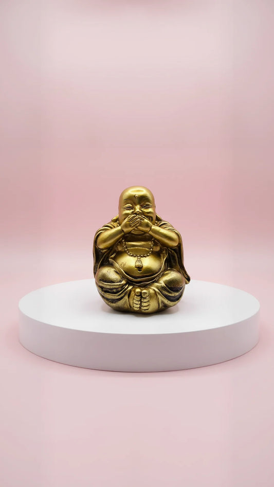 Golden Speak No Evil Buddha Figurine