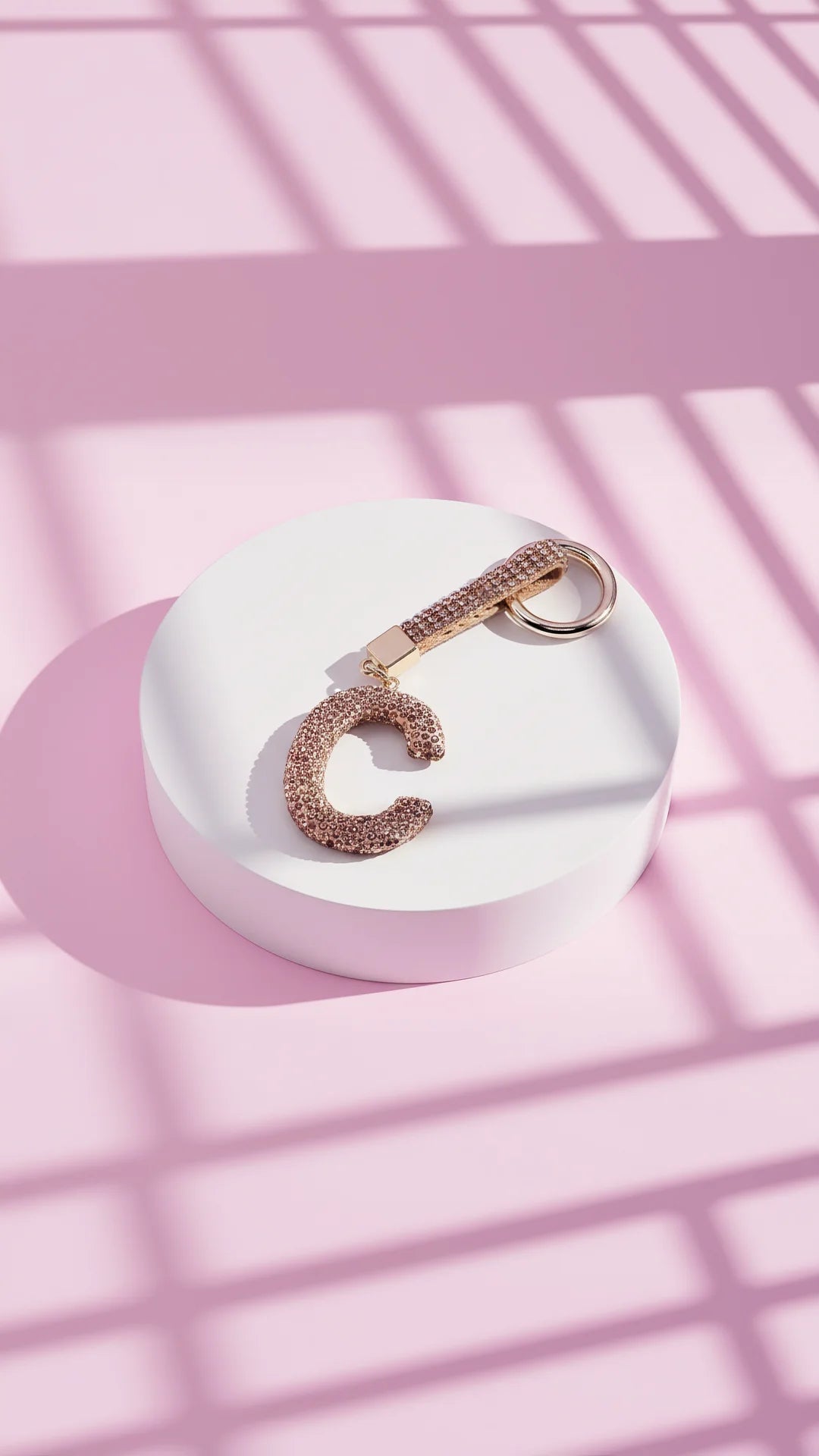 Initial Letter Rose Gold Crystal Key Ring & Bag Charm