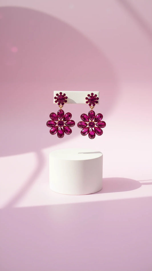 Flower Crystal Drop & Dangle Earrings