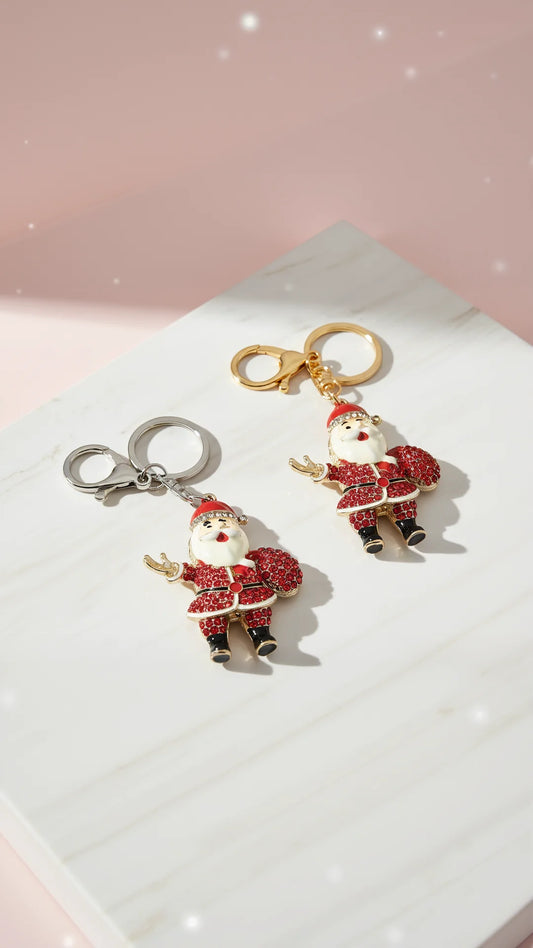 Santa With Sack Crystal Keyring & Bag Charm