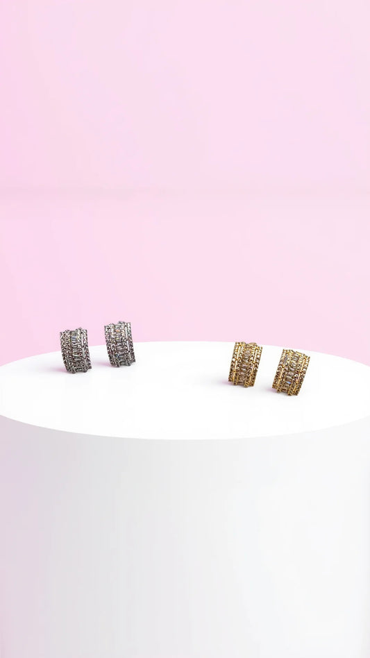 Curved Crystal Stud Earrings