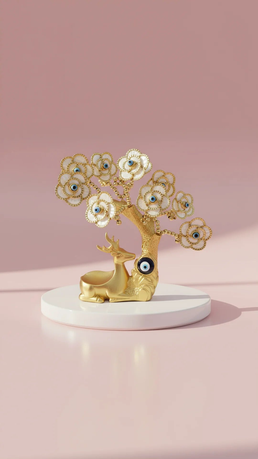 Sitting Stag Evil Eye Tree With Trinket Holder Gift Boxed