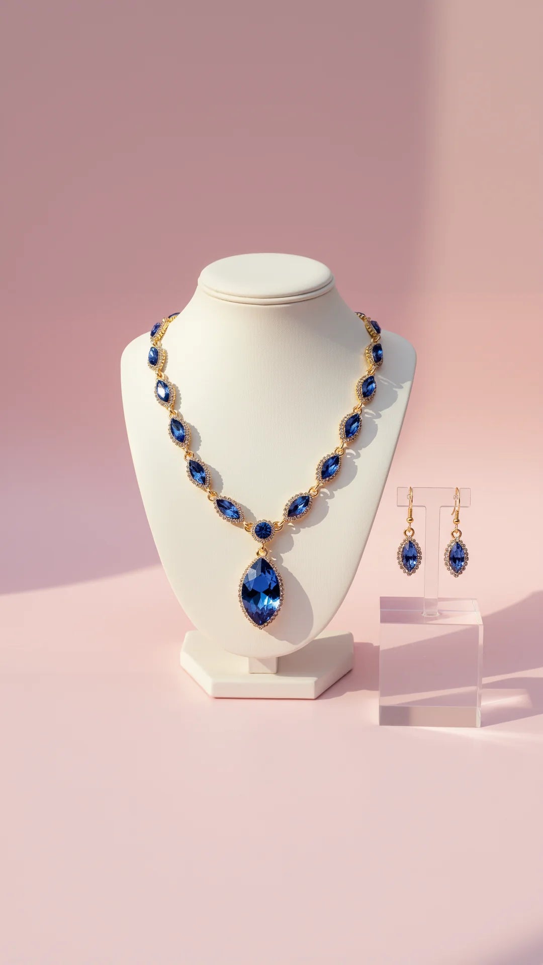 Teardrop Crystal Necklace & Earrings Set