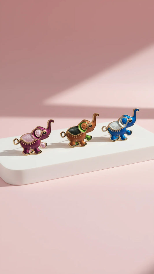 Elephant Charm Colorful Magnetic Brooch