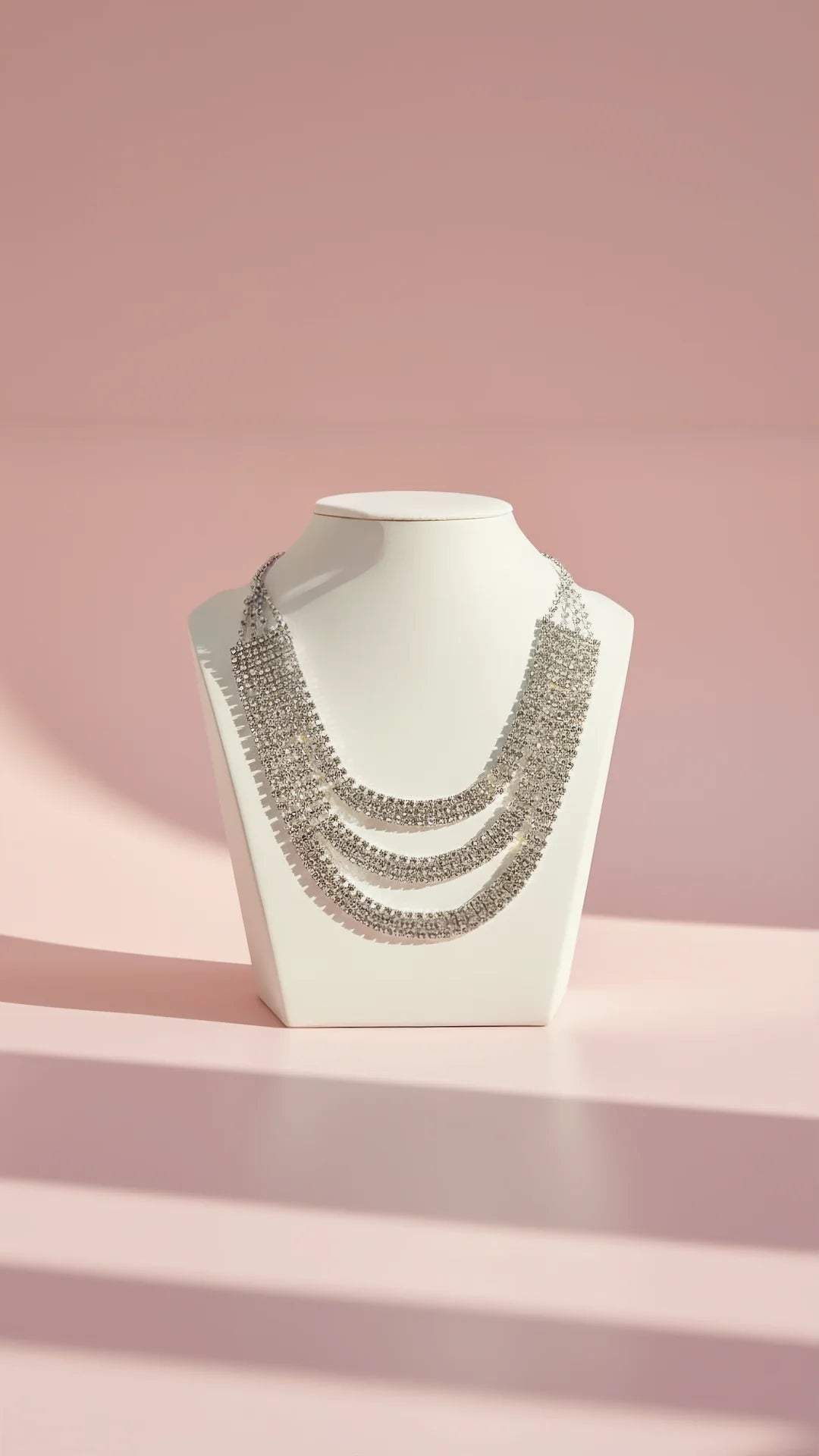 Layered Crystal Necklace & Earrings Set