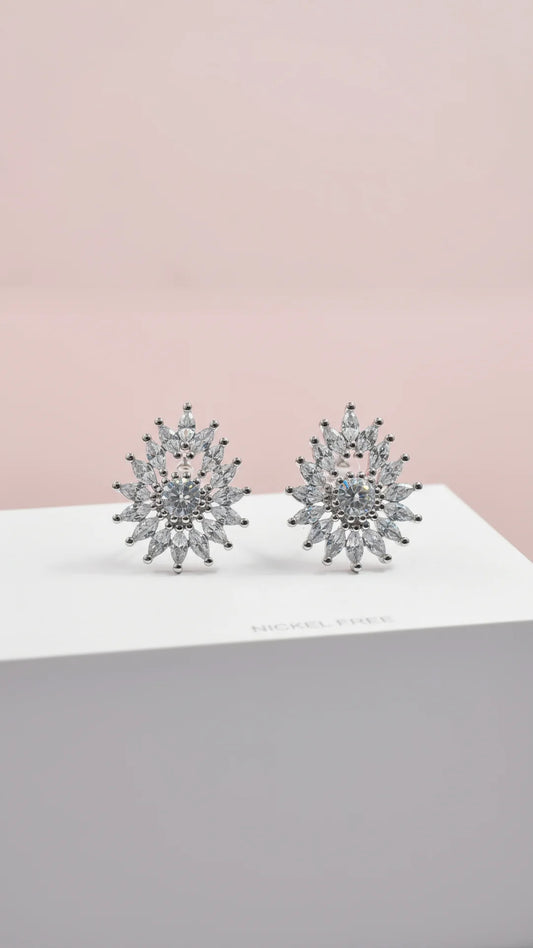 Sparkle Burst Crystal Stud Earrings