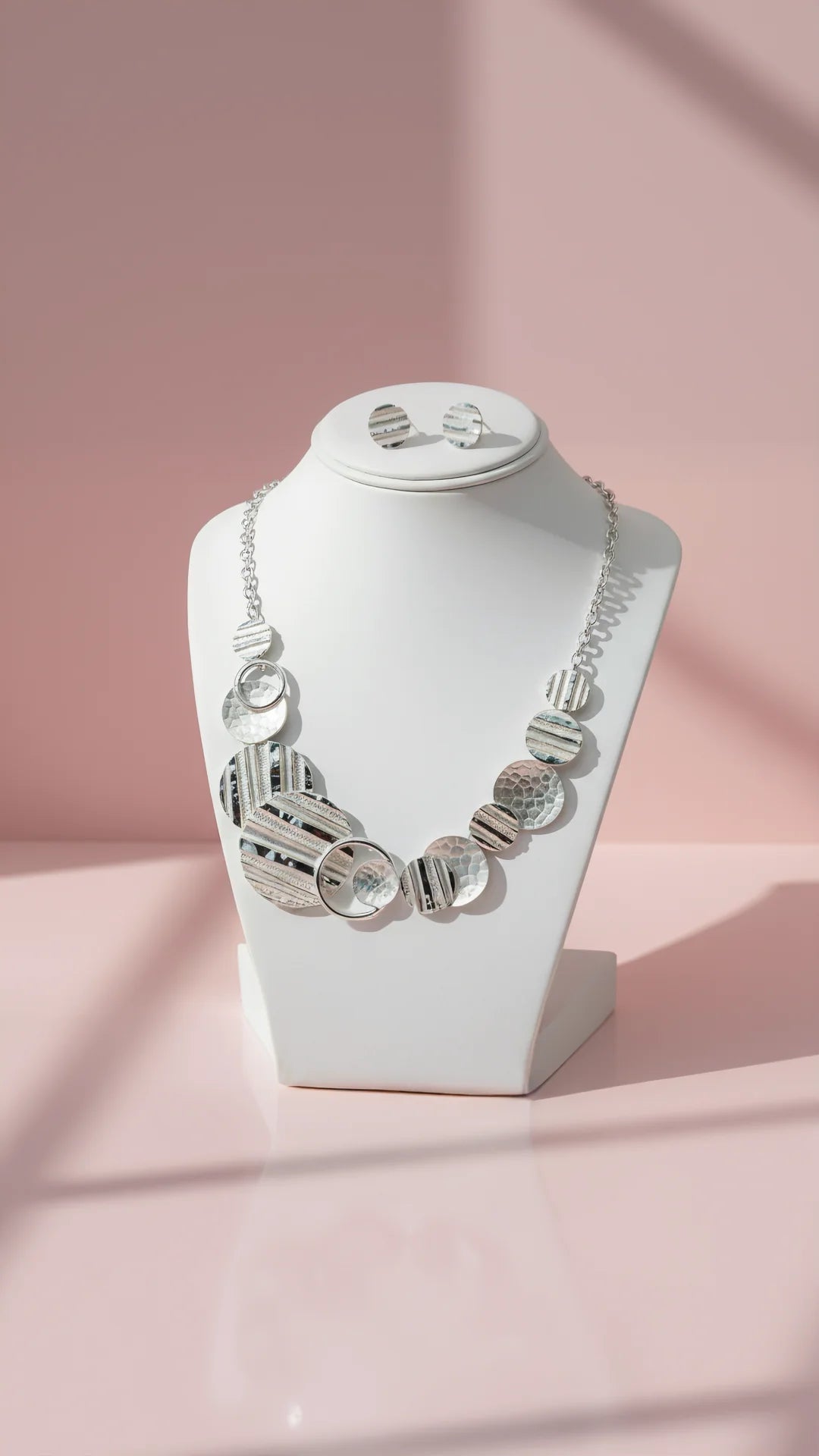 Abstract Disc Necklace & Earrings Set