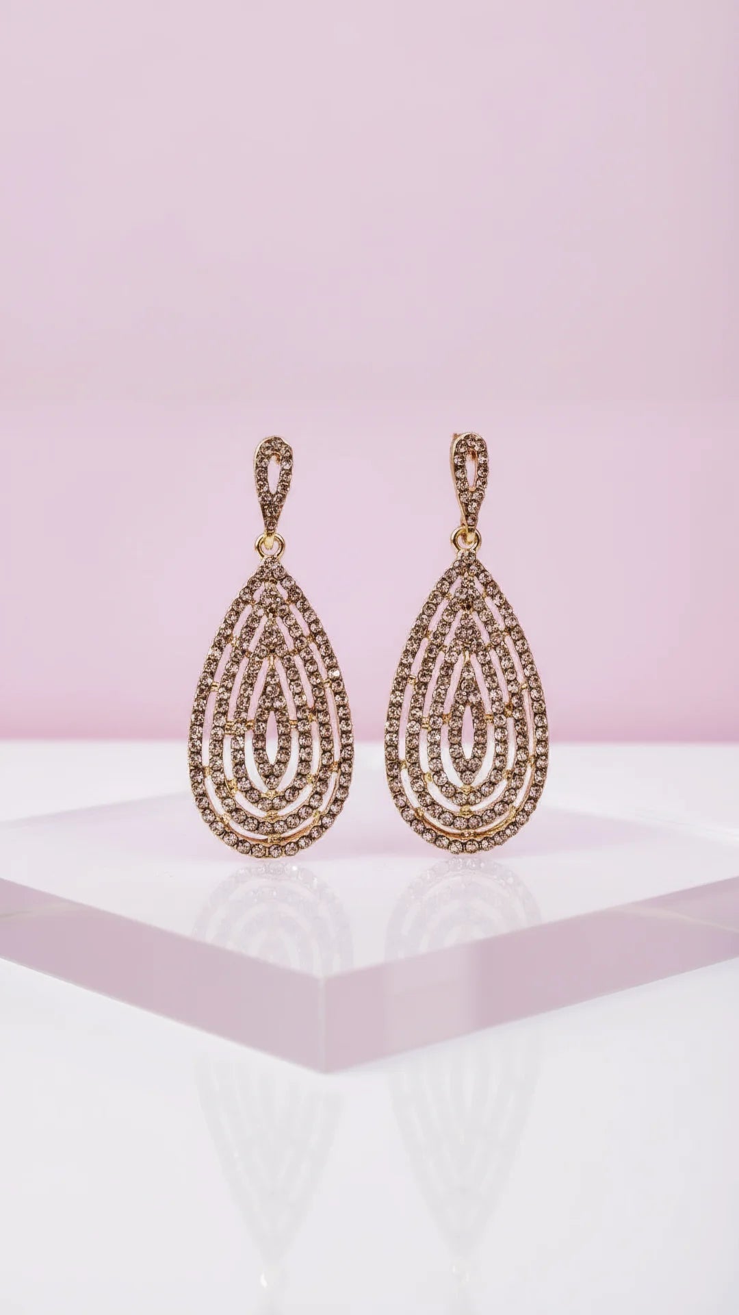 Layered Teardrop Crystal Drop & Dangle Earrings