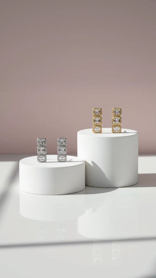 Square Crystal Stud Earrings