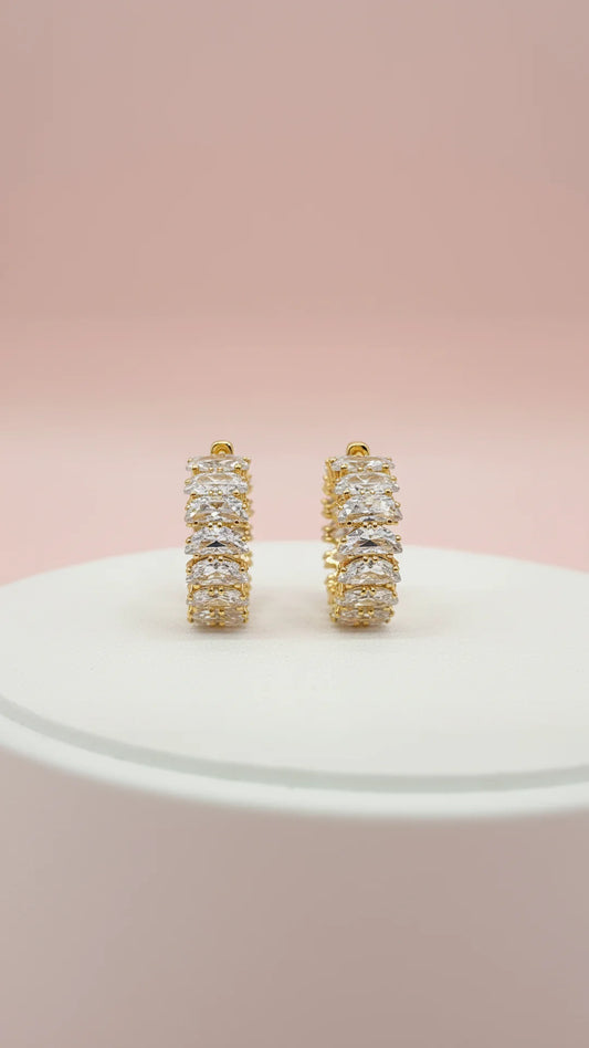 Baguette Cut Crystal Huggie Earrings