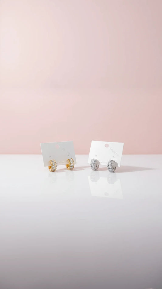 Oval Cut Crystal Huggie Earrings