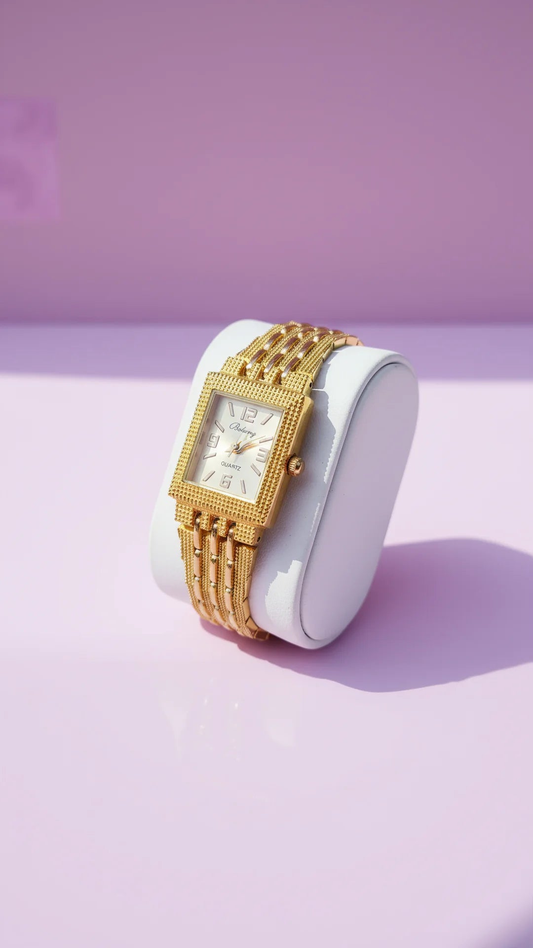 Textured Rectangular Quartz Movement Watch