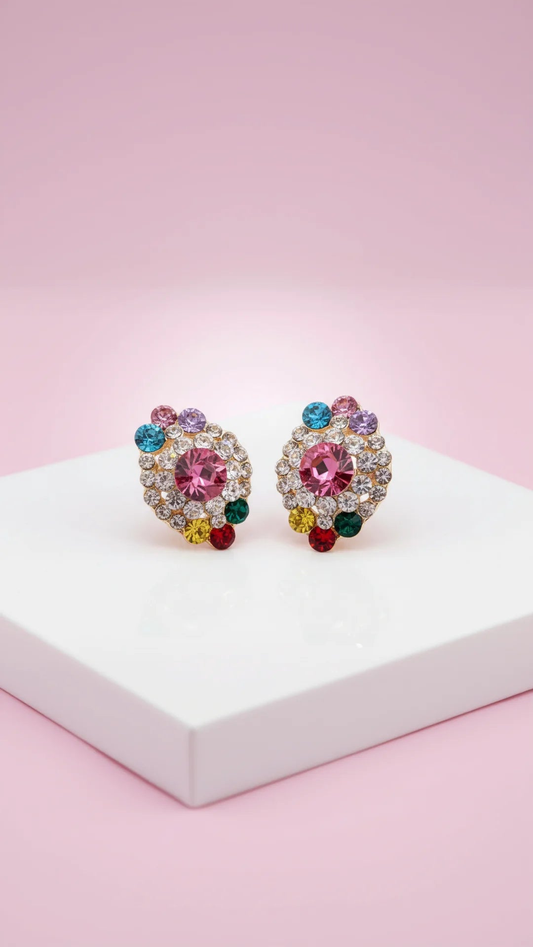 Crystal Cluster Stud Earrings