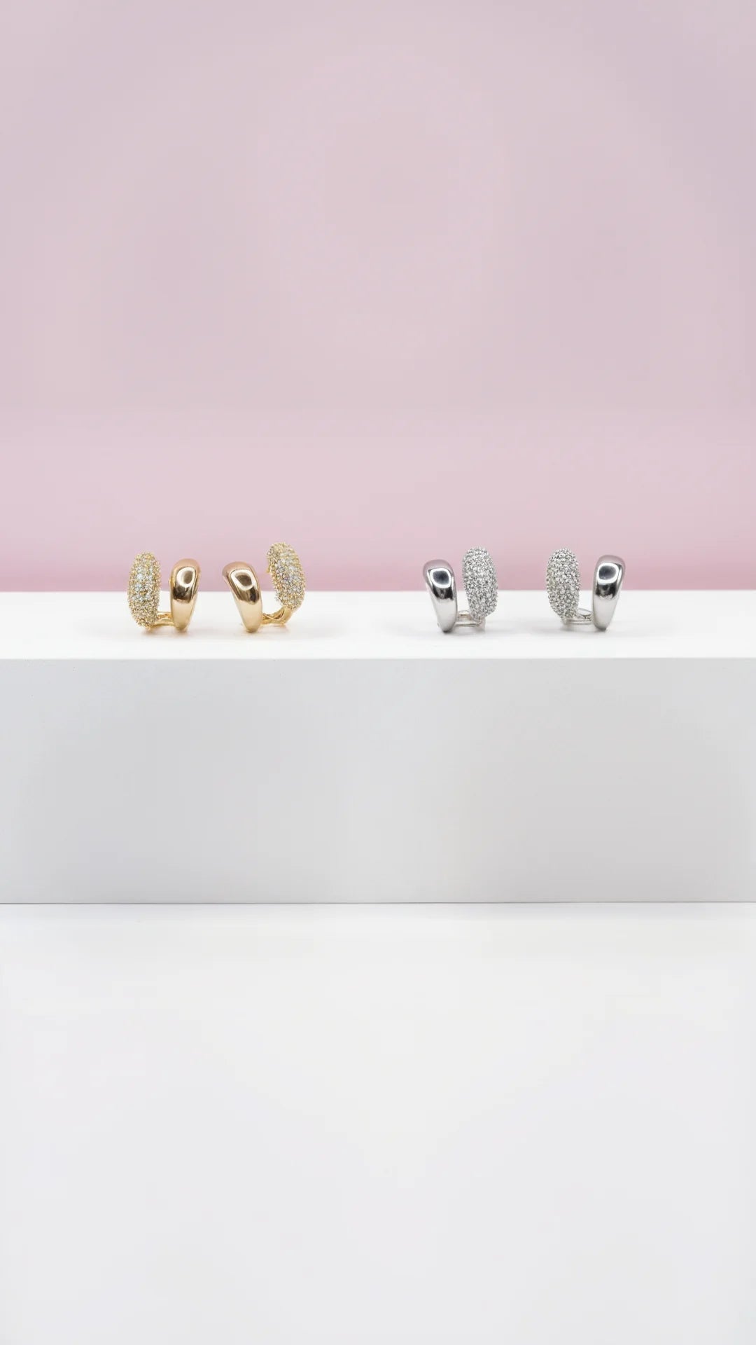 Curved Mirco Pavé Crystal Huggie Earrings