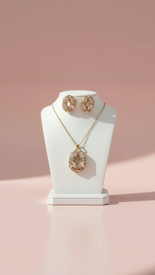 Oval Crystal Necklace Set