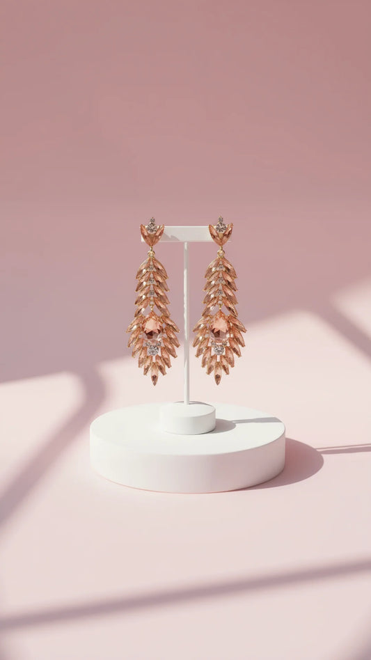 Feather Crystal Drop and Dangle Earrings