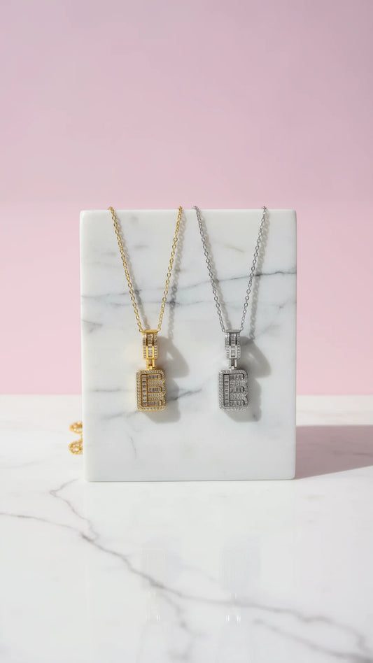 Personalized Initial Letter Pendant Crystal Necklace