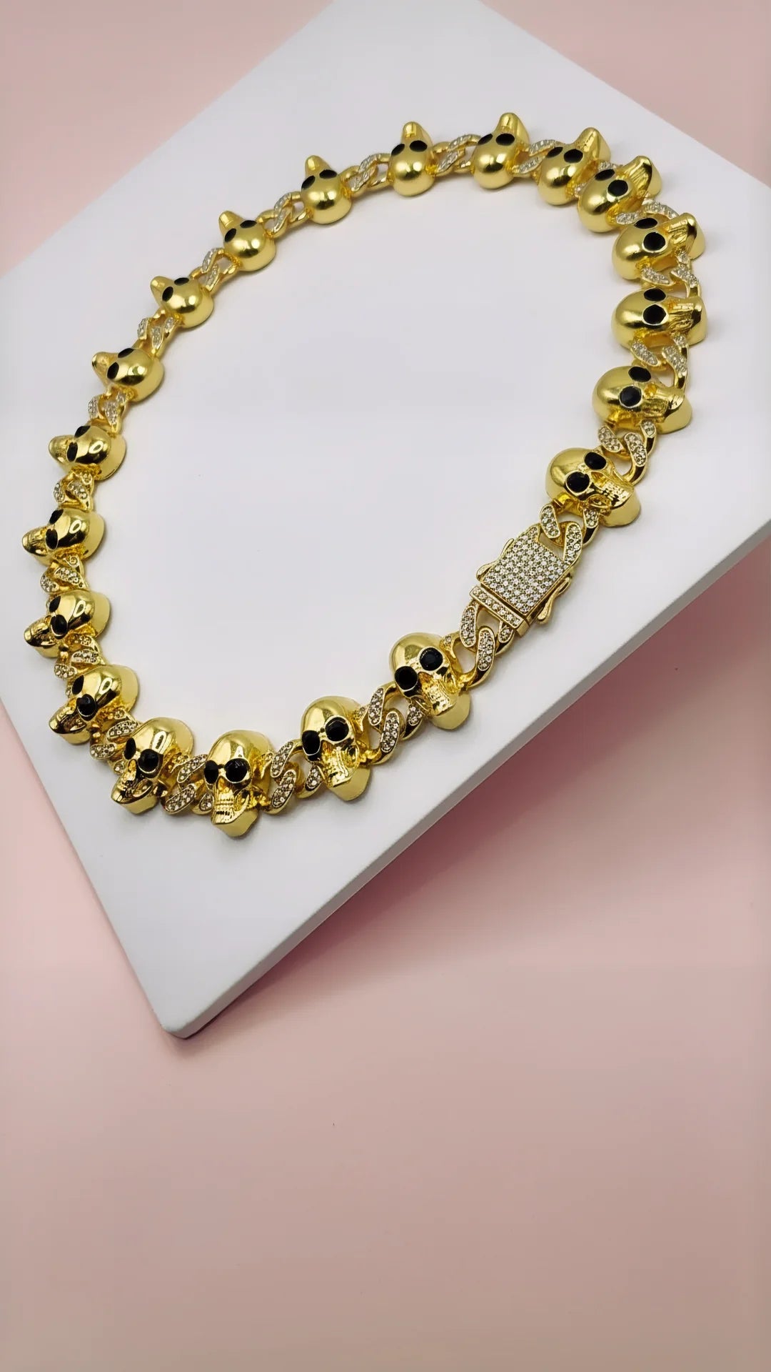 Skull Link Crystal Clasp Necklace