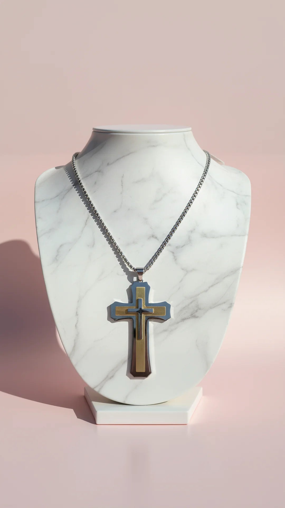 Magnum XL Two Tone Stainless Steel Cross Necklace