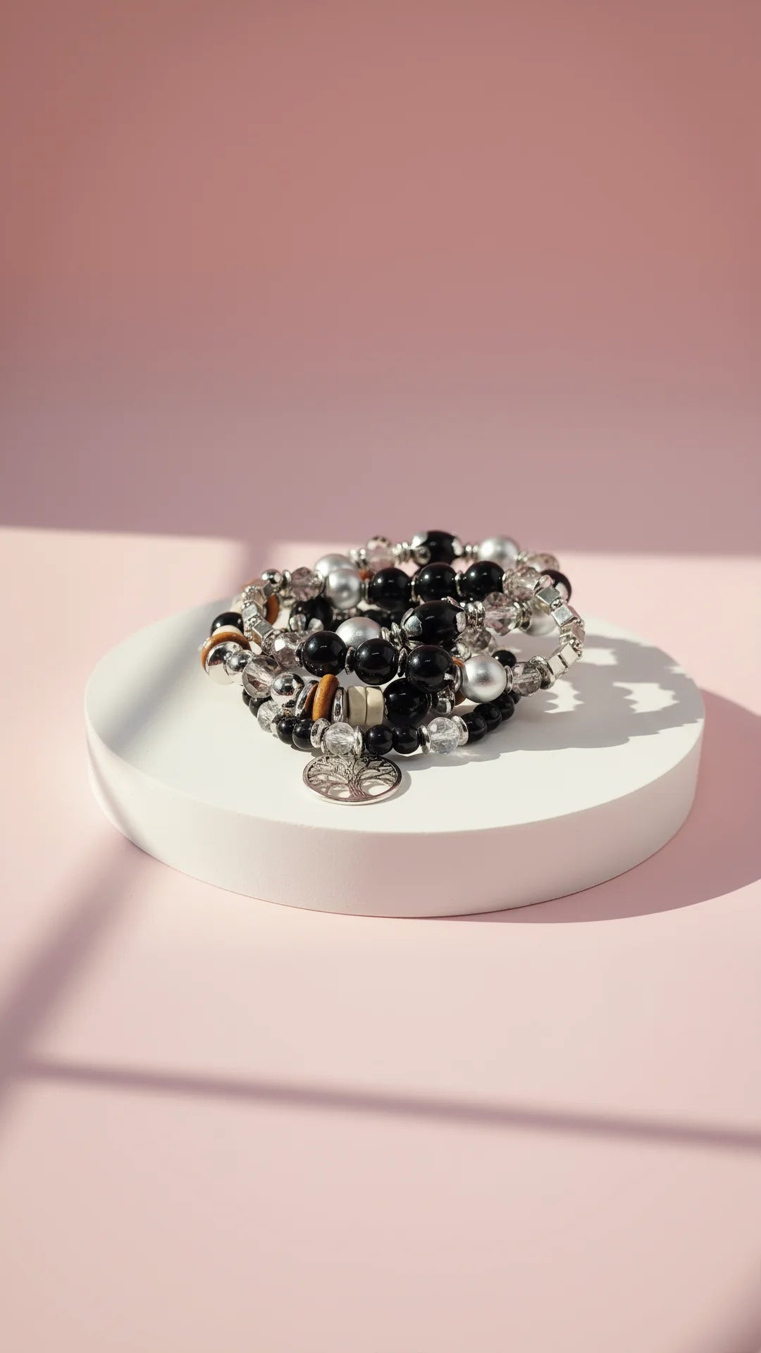 Tree Charm Ceramic Beaded Bracelet Set