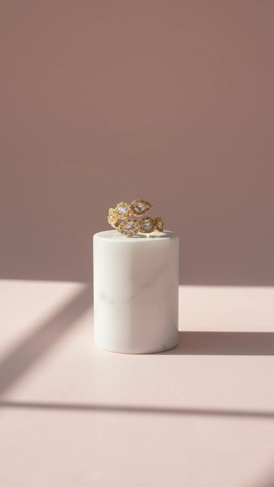 14k Gold Plated Free Size Crystal Stacking Rings Box set of 12